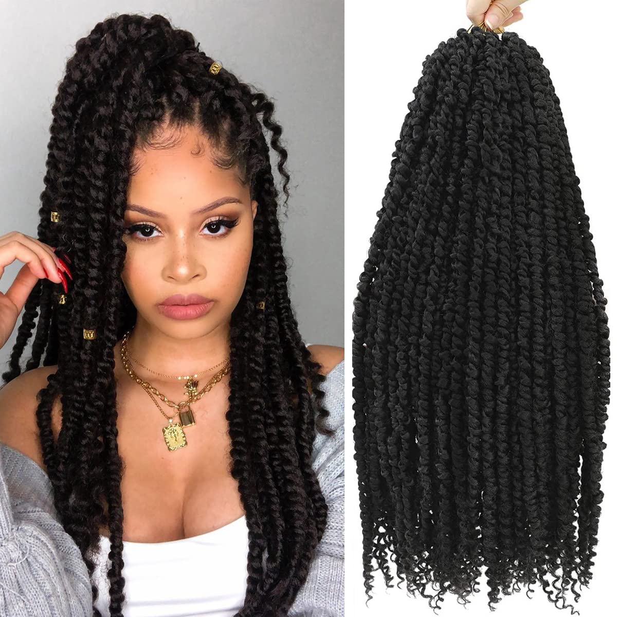Amazon.com : Passion Twist Hair 24 Inch Passion Twist Crochet Hair for  Black Women 6 Packs Crochet Pre Twisted Water Wave Curly Hair Passion Twists  Synthetic Braiding Hair Extension（1B#,15 Strands/Pack） : Beauty
