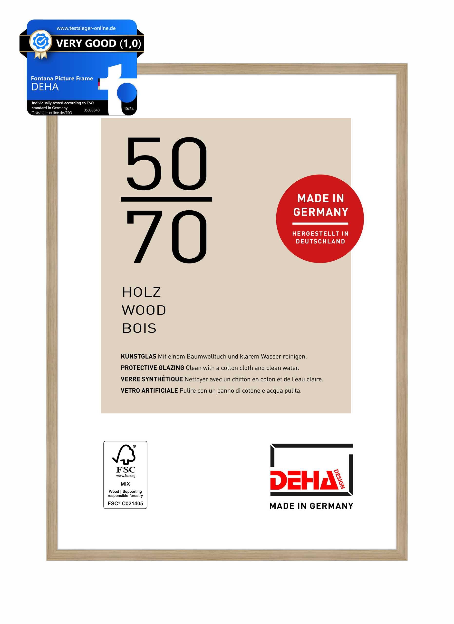 DEHA Design marco de madera Fontana, 50x70 cm, Roble