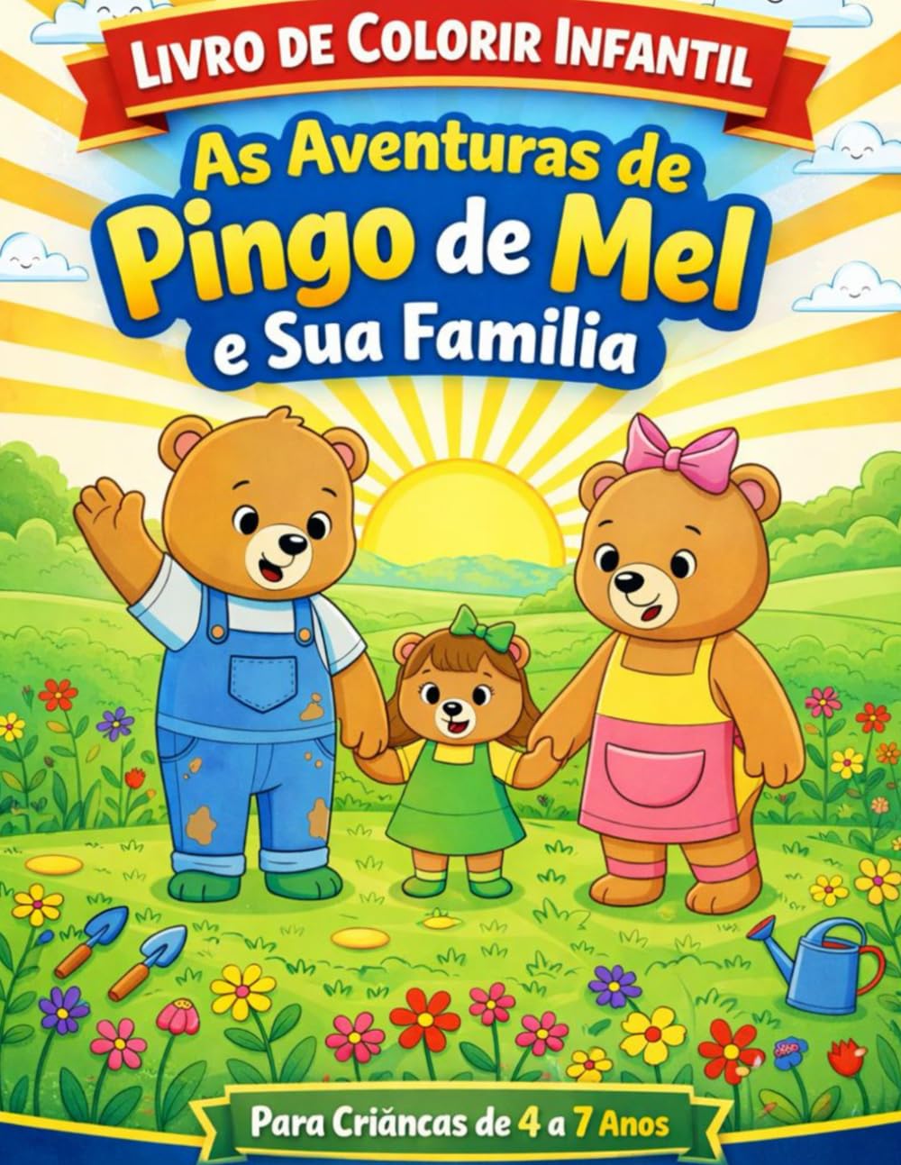 As Aventuras de Pingo de Mel e sua Família Livro de Colorir Infantil