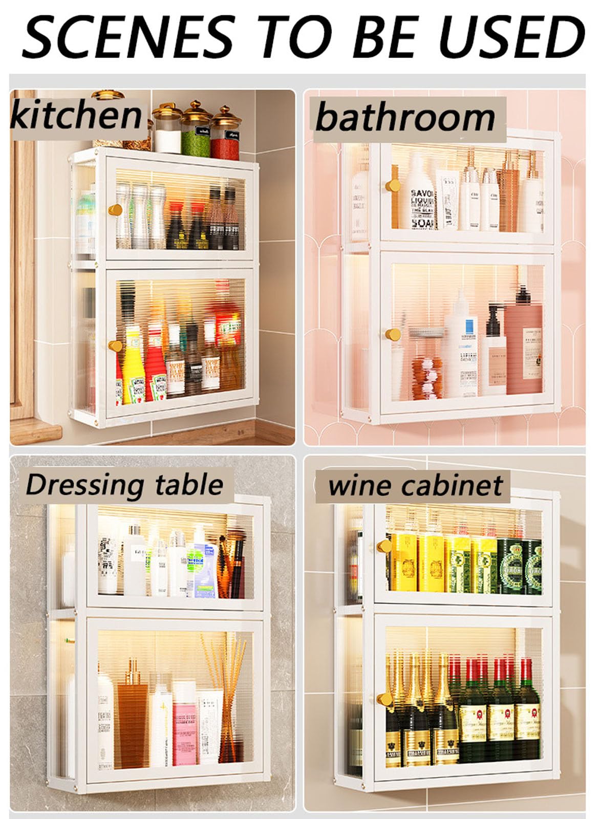 Armadietto per medicinali in metallo bianco con porta in vetro da appendere al bagno, per ufficio, sala da pranzo, soggiorno, cucina