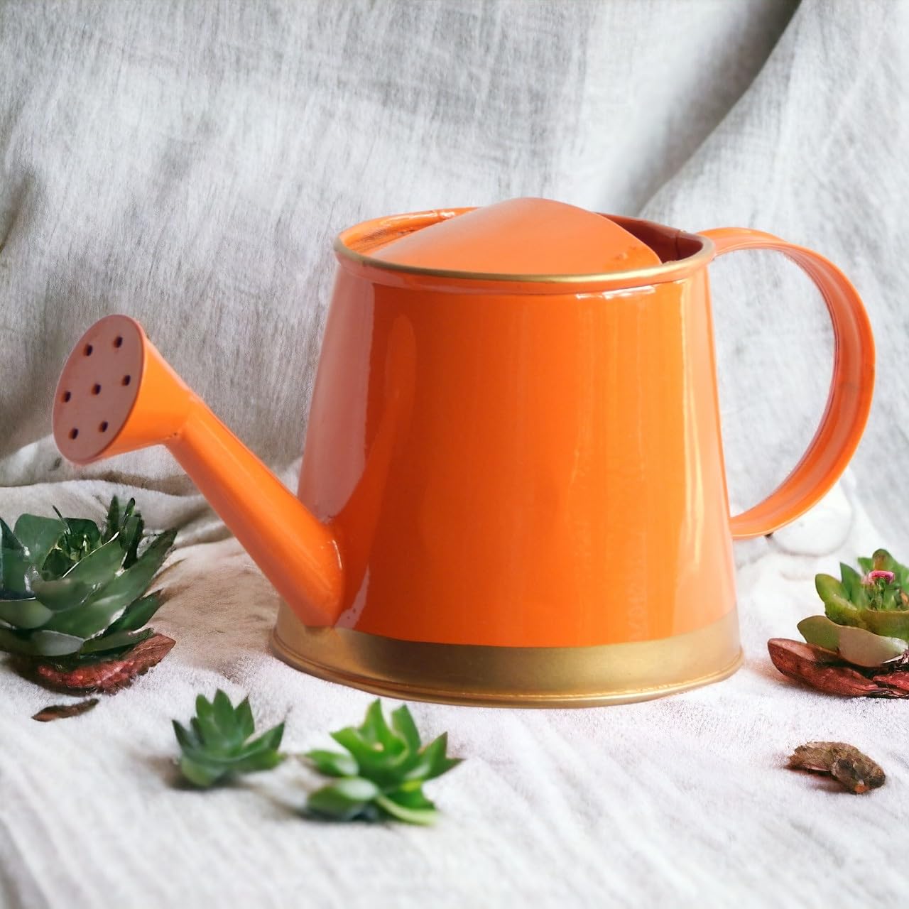 ecofynd 250 ml Mini Garden Watering Can for Plants for Kids, Flower Watering Pot for Home Gardening (WC6: Kids with Gold Border, Orange) (B0D4GKWDGH) Amazon Price History, Amazon Price Tracker
