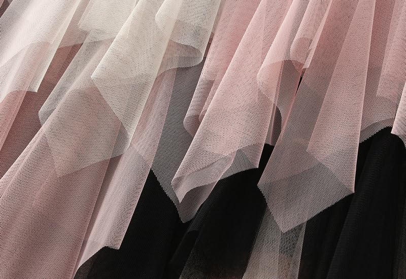 Long Pleated Skirts for Women Ruffle Layered Asymmetric Hem Tulle Skirt Color Block Fairy Midi Skirts Vacation4