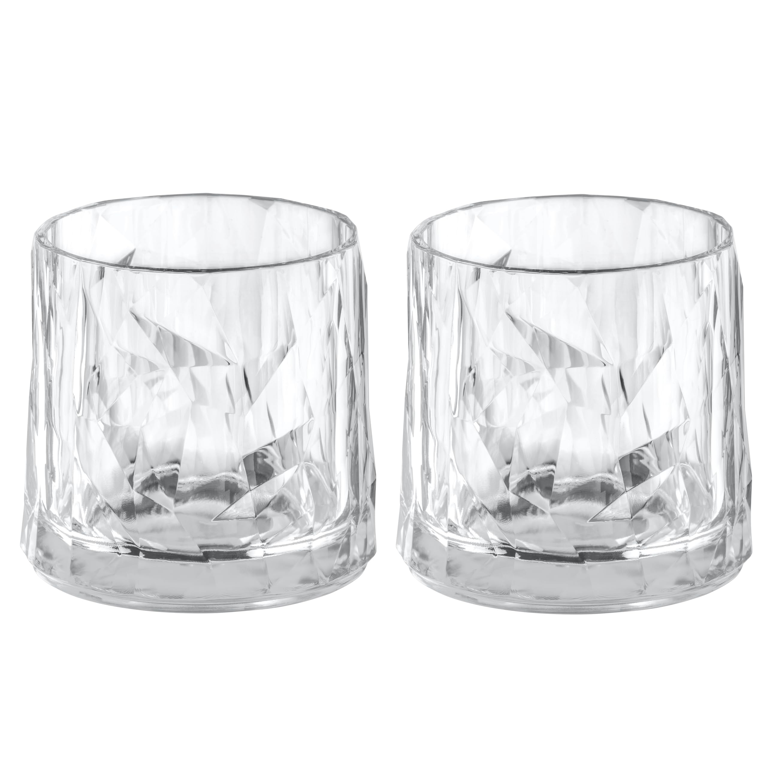 koziol Superglas Club No. 2, 2 Stück, 250 ml, Whiskeyglas aus kristallklarem Kunststoff, luxuriös, unzerbrechlich, wiederverwendbar, Party, Camping, 2er Set