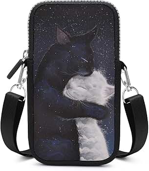 santa 黒猫柄スマホショルダーバッグ 楽天市場】☆猫柄プリント スマホショルダー ポーチ スマフォ