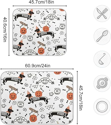 Miniatura 3 de Tapete de secado de platos con patrón de Halloween, tapete de cocina con tapete para cocina, 16 x 18 pulgadas