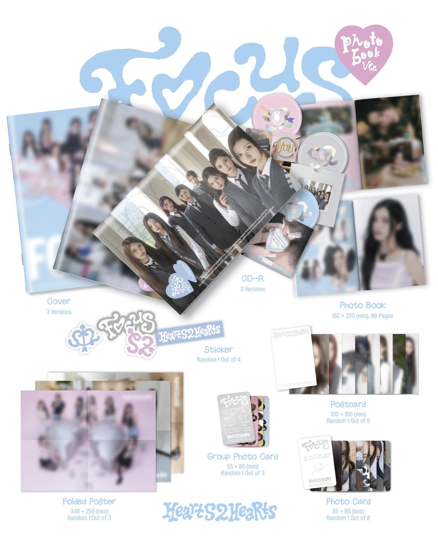 Hearts2Hearts FOCUS 1st Mini Album with Trackin Sealed H2H
