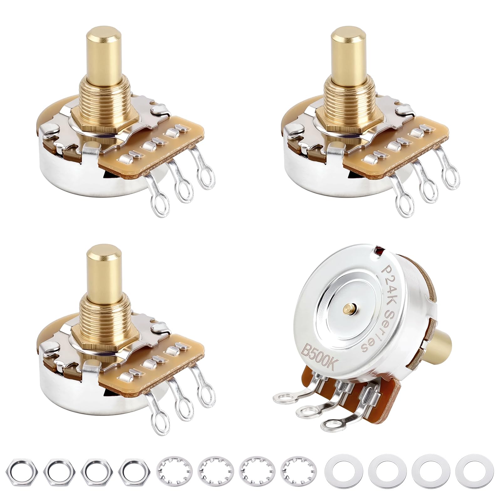 Banworks Brass B500K M8 Metric Thread Full Sized Guitar Solid Shaft Pots
