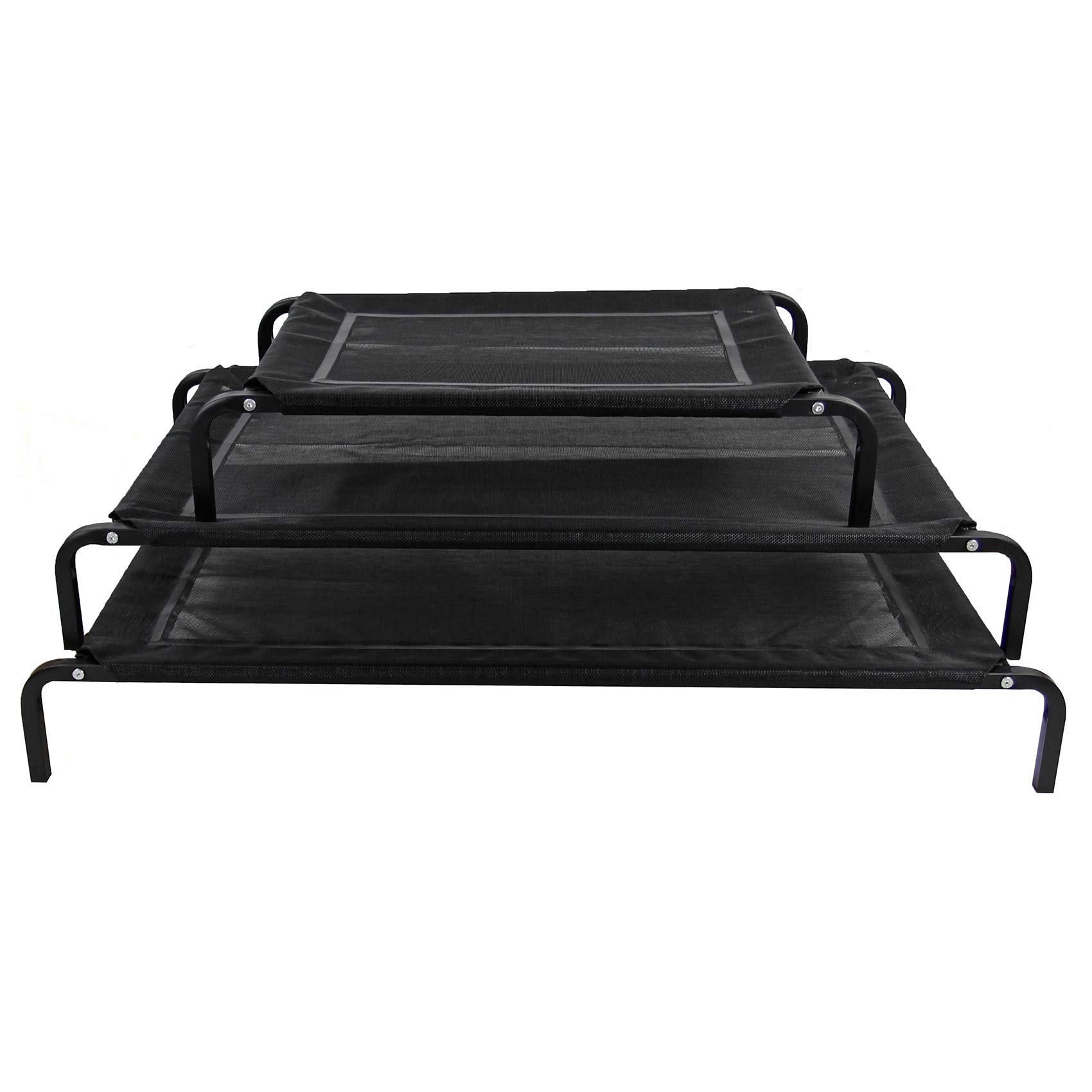 Easipet Elevated Mesh Dog Bed, Medium Waterproof Raised Pet Cot with Steel Frame, Black, 106 x 62 x 15cm