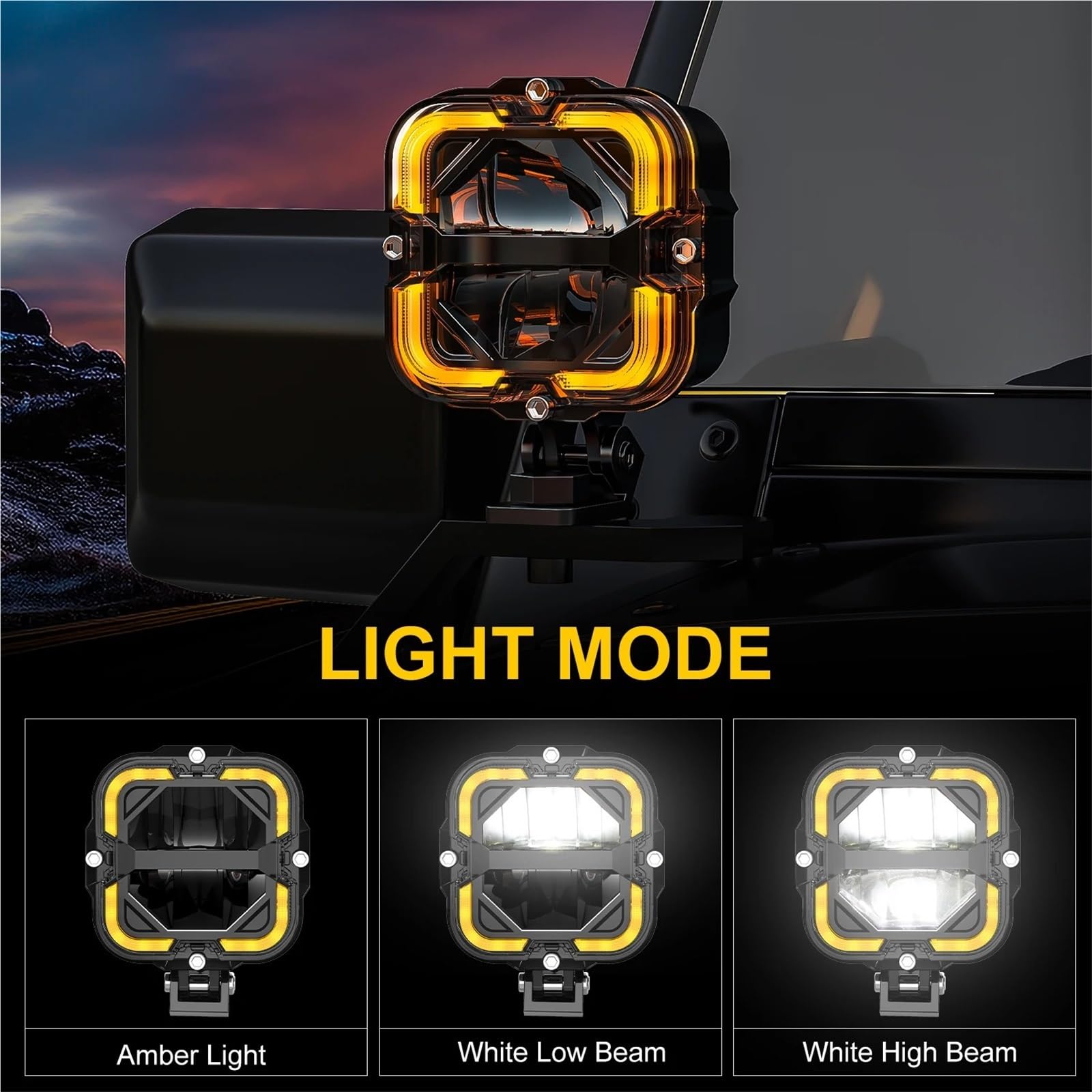 SANCAK Faro Anteriore Barra Luminosa Da Lavoro A LED Per Auto | Per Camion Fuoristrada SUV ATV Moto Bianco E Ambra Drl 12v Lampada Faretto Luce Di Guida