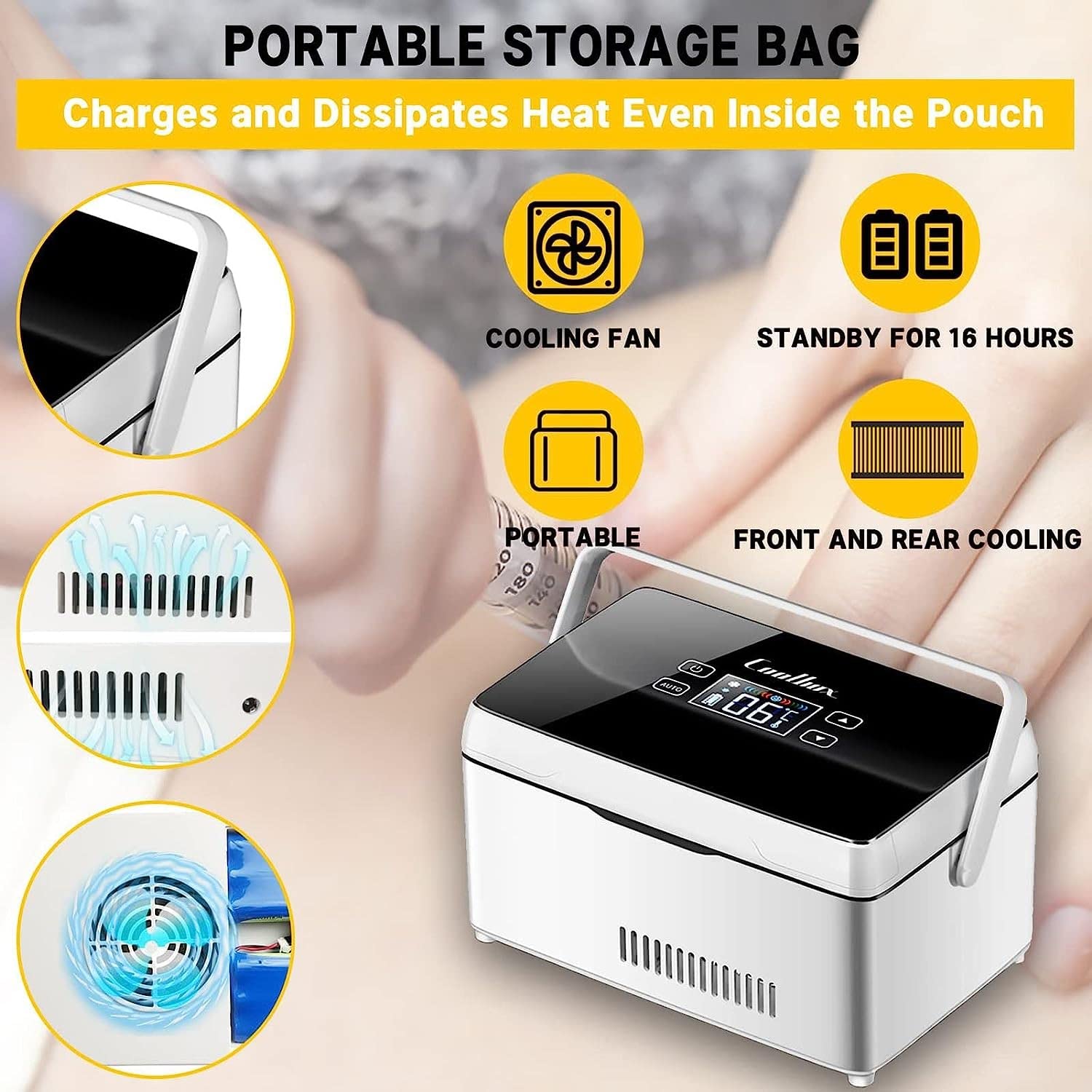 Mini lodówka na leki, etui podróżne z chłodziarką insulinową, pudełko na leki z możliwością ładowania przez USB o stałej temperaturze (kolor: bez baterii)