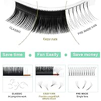 Vista 3 de Extensiones de pestañas PRO LASHBEAUTY con volumen D-0.07-14, pestañas postizas de ventilador fácil de 9 a 20 mm, pestañas postizas de florecimiento