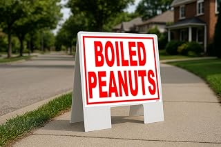 Boiled Peanuts RED Folding Coroplast A-Frame with Double-Sided 23in x23in
