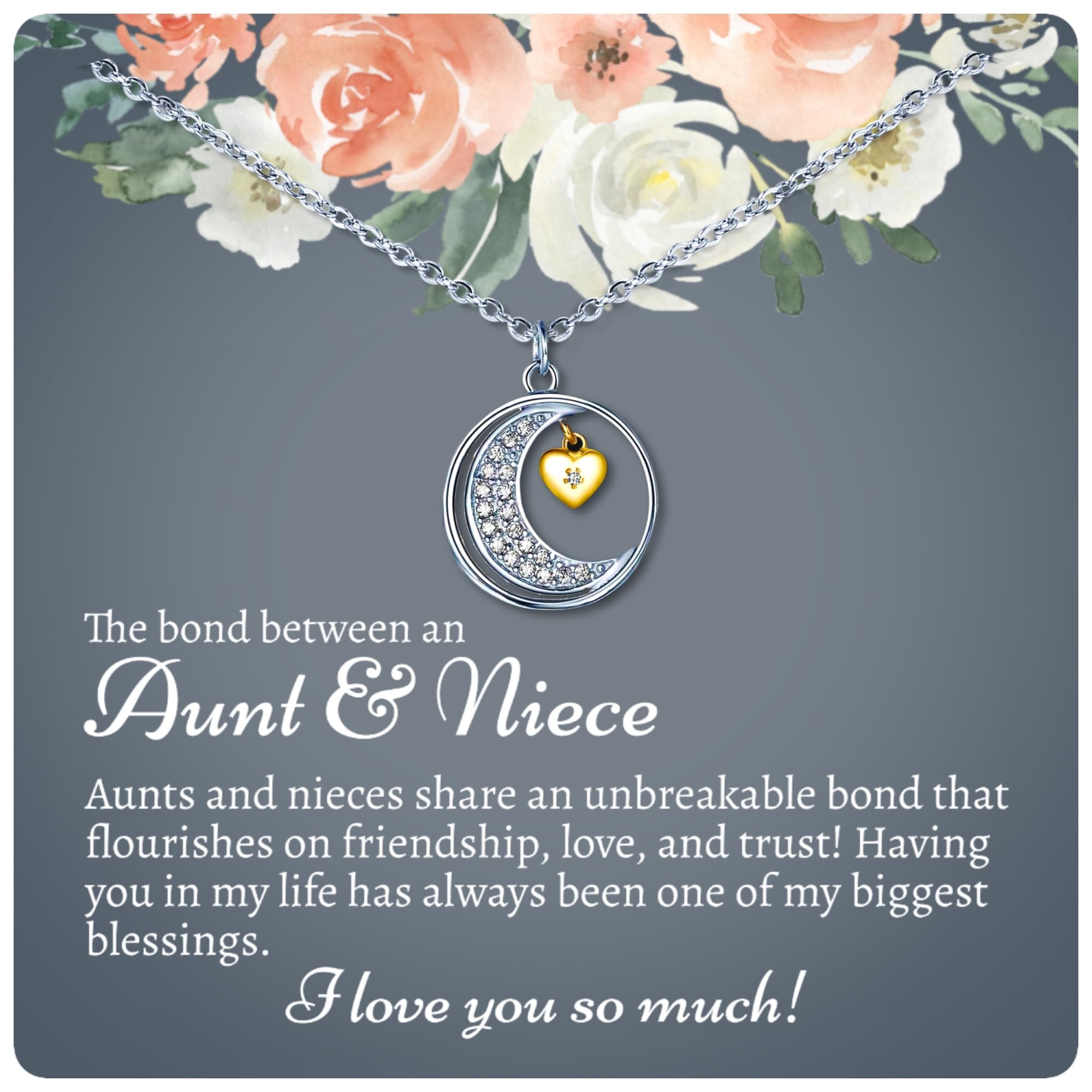 Sentimental Niece & Aunt Jewelry Gift Set, 925 Sterling Silver, Gift Ideas for Aunt from Niece, Meaningful Gift for Niece, Thank You Gift for Aunt