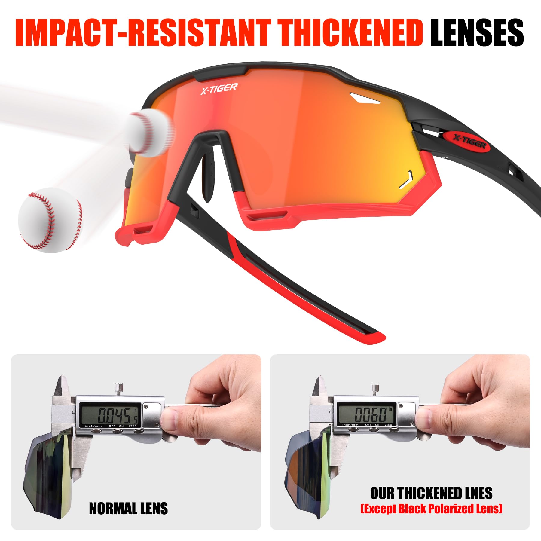 X-TIGER Lunettes de Cyclisme Lunettes de VTT Homme, Lunettes de Vélo avec 5 Lentilles Interchangeables Protection UV400, Montures TR90 résistantes au Stress, Pour Pêche Conduite Running Bicyclettes