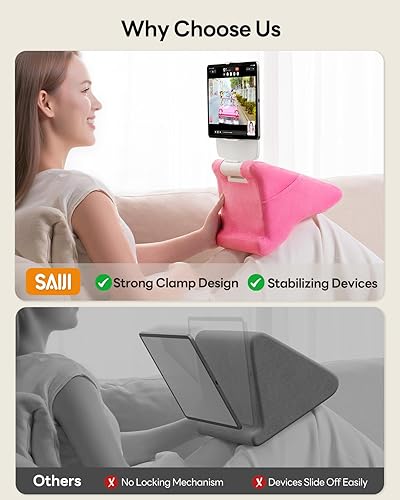 Miniatura 3 de SAIJI Almohada para iPad  Soporte para tablet Kindle para leer en la cama, con clip ajustable para tabletas de 4 a 13 pulgadas, como iPad Pro, Air,