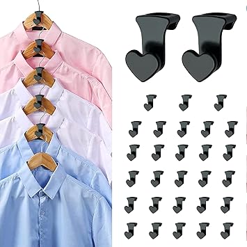 Space Triangles for Hangers, 30PCS Clothes Hanger Connector Hooks for Closet, Closet Space Savers, Hangers Space Saving Organizer (Heart Shape)