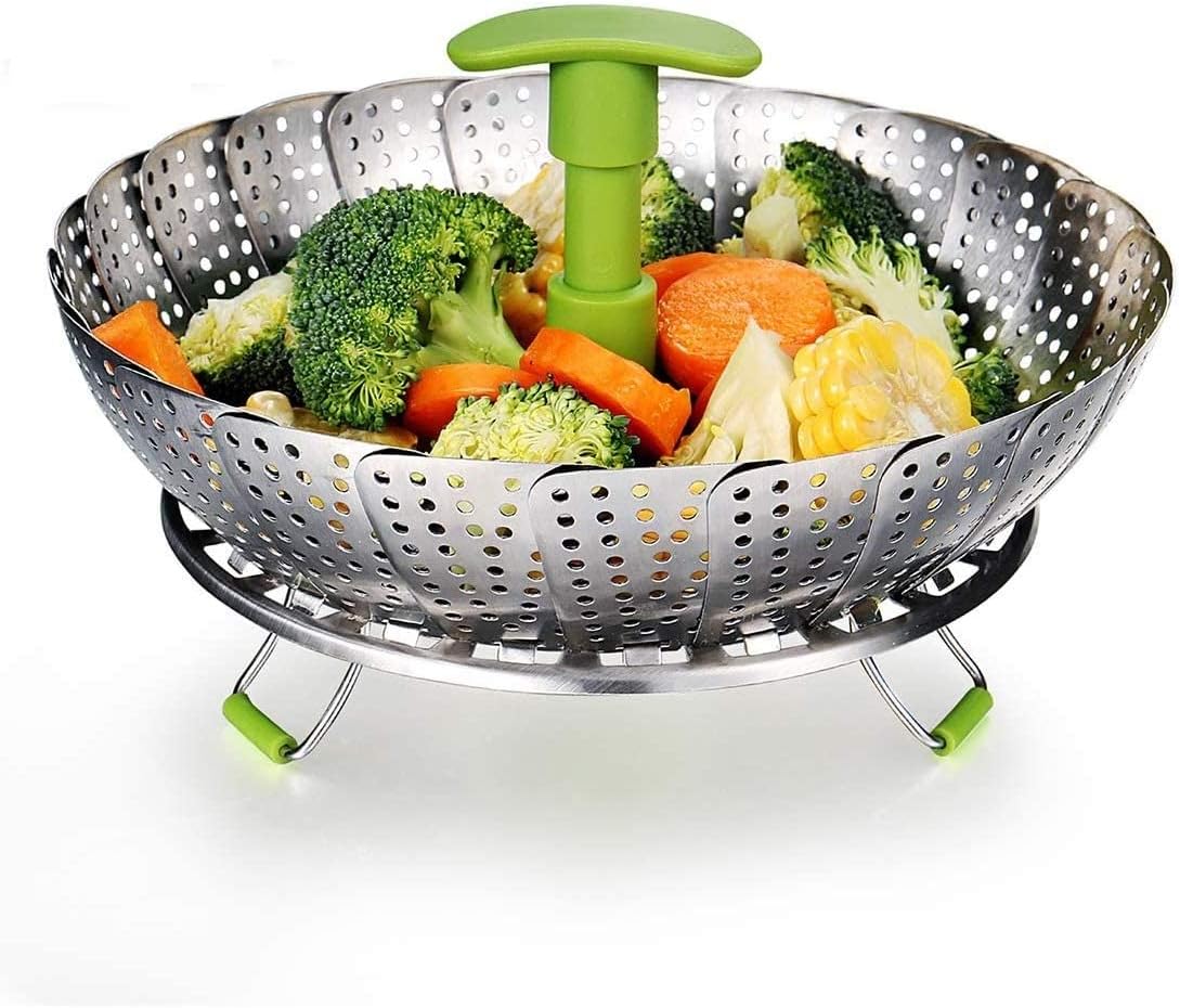 MEISHA Enterprise Medium Stainless Steel Steamer Basket for Vegetable/Insert for Pots, Pans steam Boiling (5.6"-9") | Multipurpose steam Tray for Momo Put in Crock pots