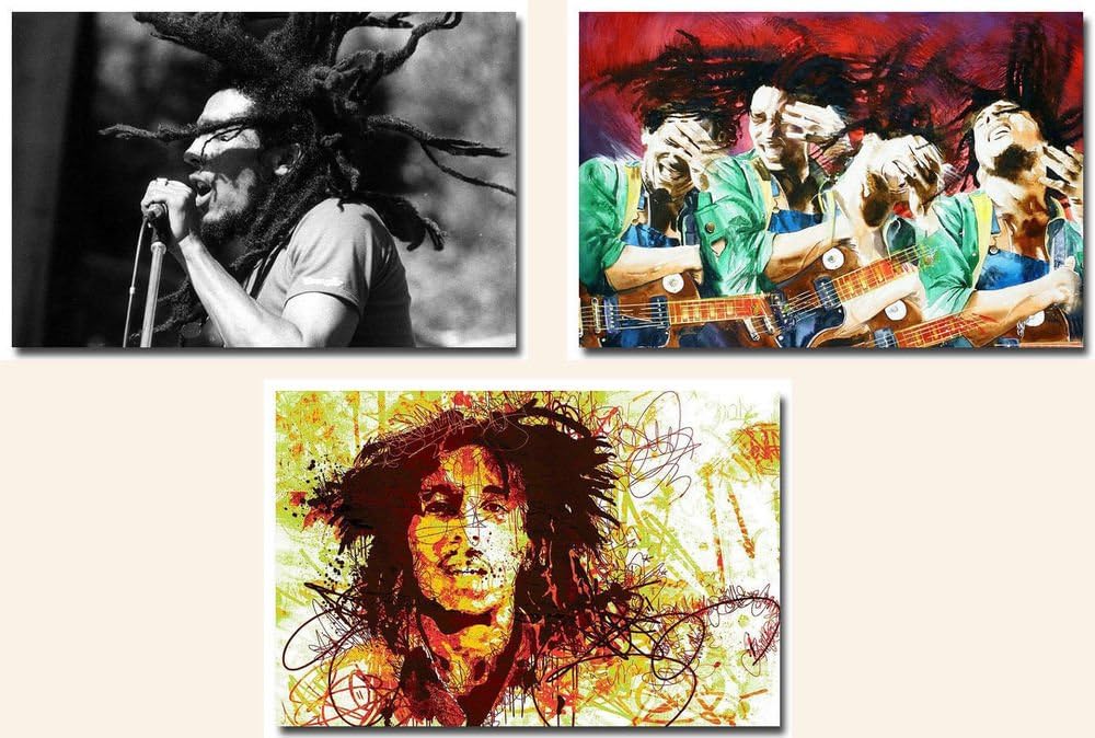 Punk Seattle Bob Marley - 3 Piece Classic Music Singer Canvas Poster Set 24X36 Inch