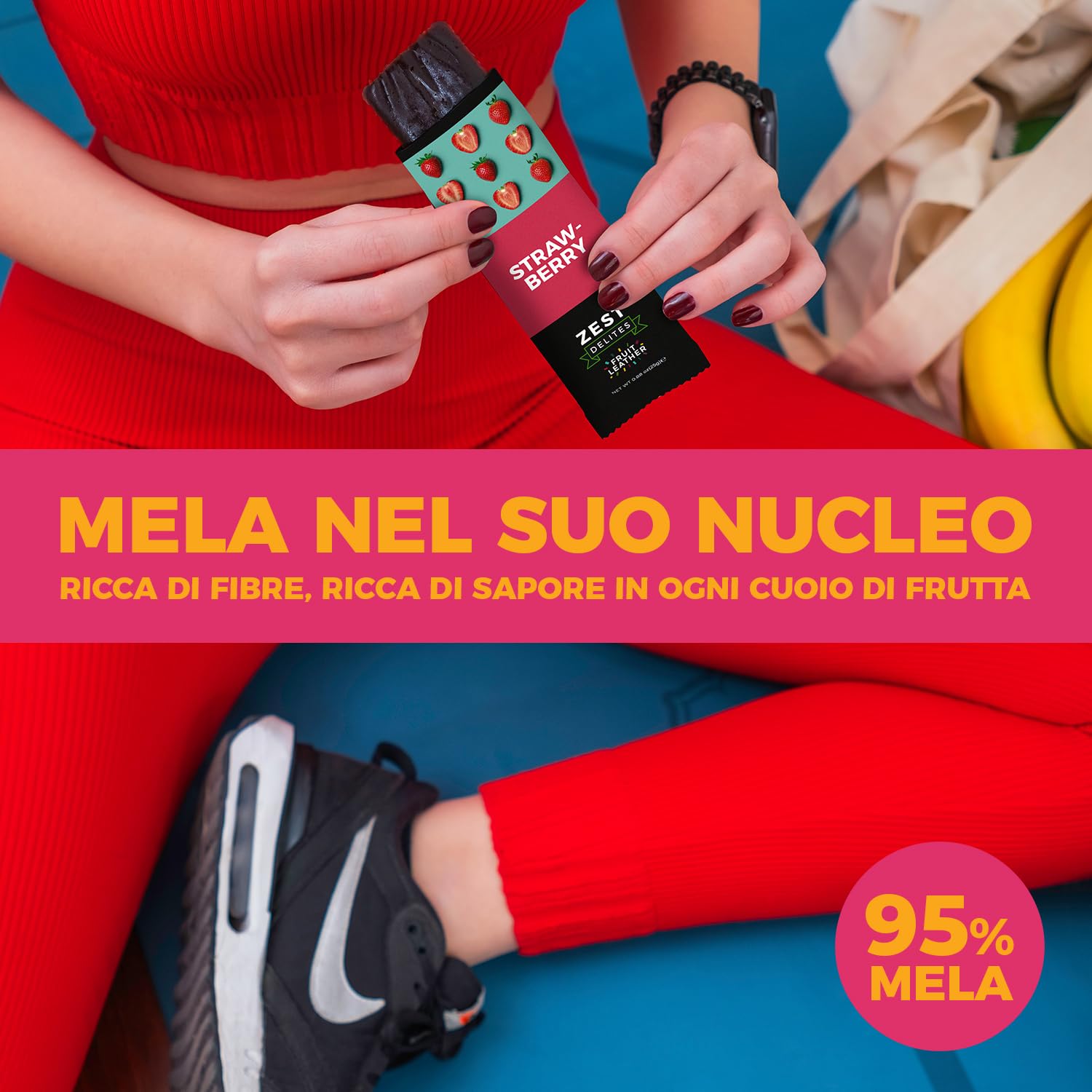 Zest Delites Snack Dolci in Pelle di Frutta, Merendine Senza Glutine, 36 Pack, Fragola, Mora, Albicocca e Prugna, Barrette Energetiche Ciclismo, Frutta Secca Mix, Snack Monoporzione, 36x25g