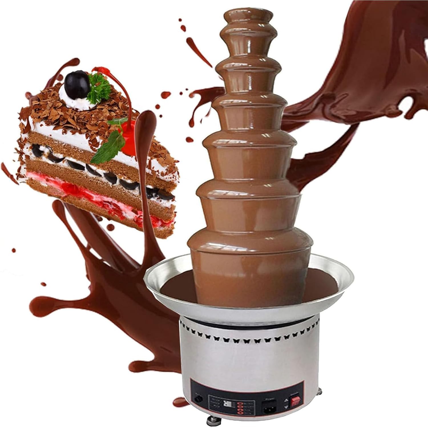 7-Tier Commercial Chocolate Fondue Fountain Machine - Large Capacity with Temperature Control for Parties and Restaurants, Perfect for Events & Celebrations