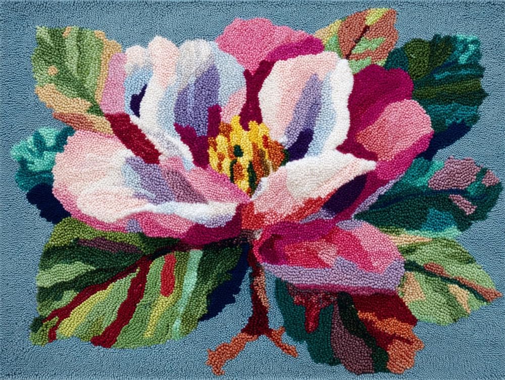 FWRTYCB DIY Crochet Carpet Kit Magnolia 20X15Inch Carpet Making Kit