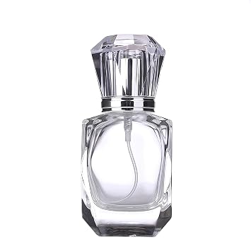 30ML/1oz Empty Clear Glass Perfume Spray Bottle with Crystal Lid Portable Cosmetic Travel Container Jars Vial Fragrance Fine Mist Spray Bottle Perfume Dispenser