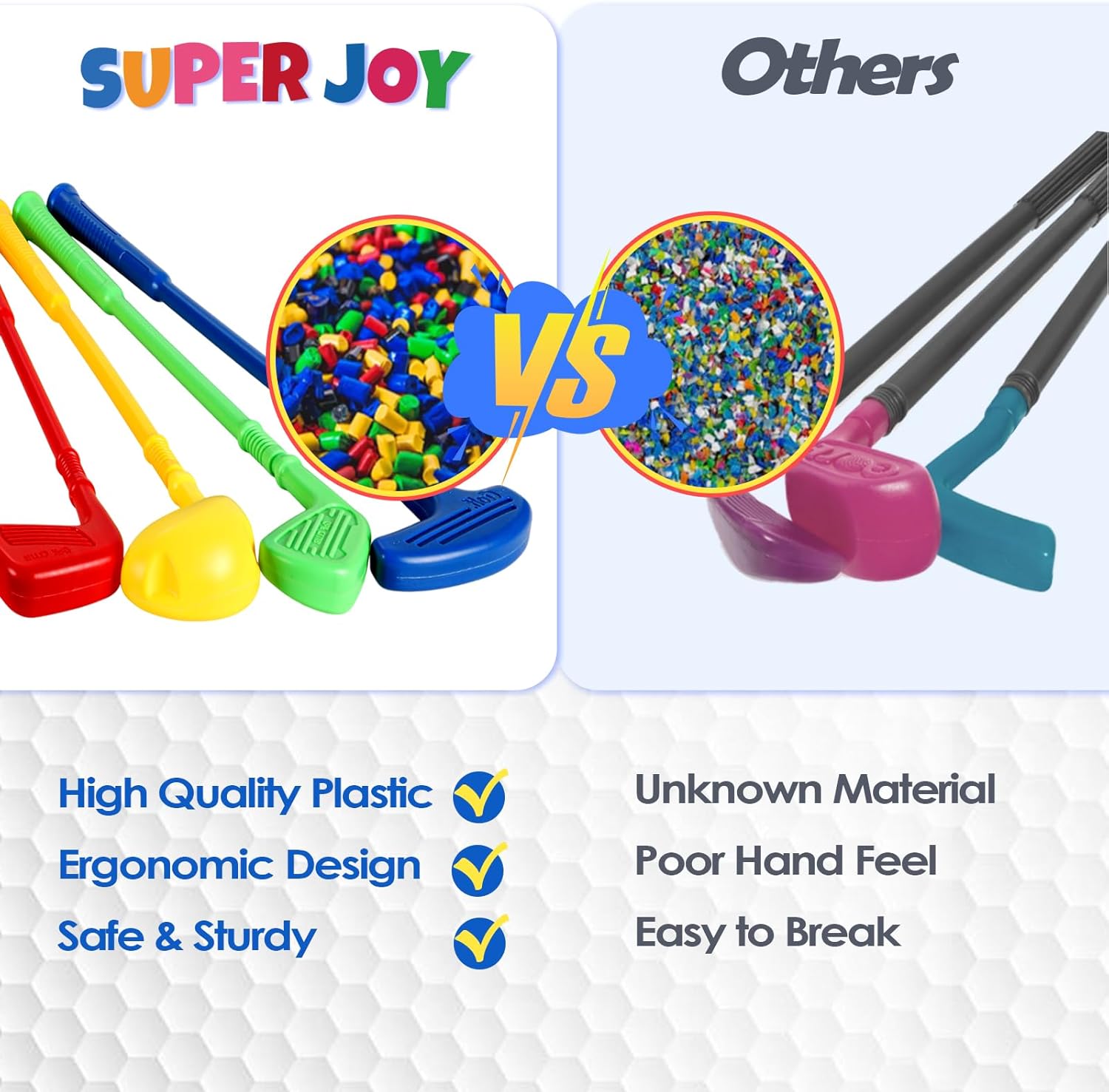 Super Joy Toddler Golf Set with Mat, Kids Golf Cart with 4 Clubs & 8 Balls, Indoor Outdoor Kid Golf Clubs for 3-5 Boys Girls, Mini Golf Gifts for Baby 3-5 Years Old