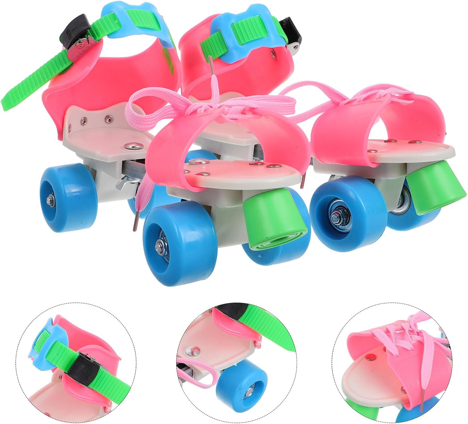 STOBAZA Adjustable Quad Roller Skates for Boys and Ages Youth Recreational Four-Wheel Skating Shoes with Easy Operation for Indoor and Outdoor Use Growth Accommodating Expansion