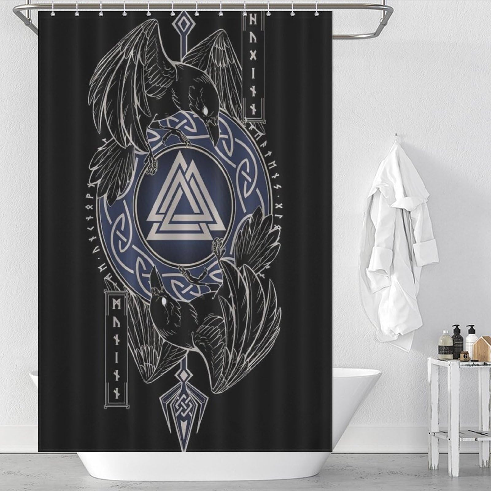Rideau de douche Viking en polyester imperméable pour salle de bain 122x183cm