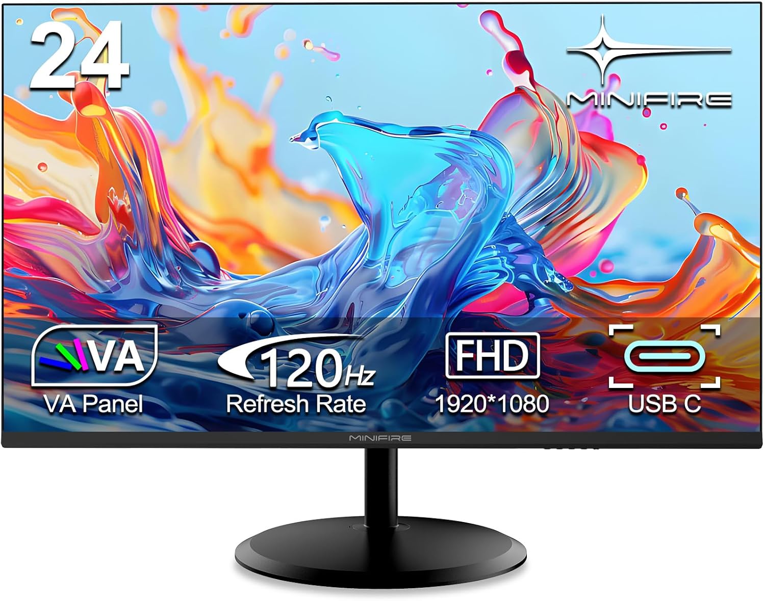 Minifire 24 Inch USB-C Monitor (1920 x 1080 FHD, 100Hz, IPS, 5ms) - with FreeSync, Frameless Design, sRGB 110% and Eye Protection, HDMI 1.4 & USB-C 2.5 W (MF24X3AC) – Minifire product photo