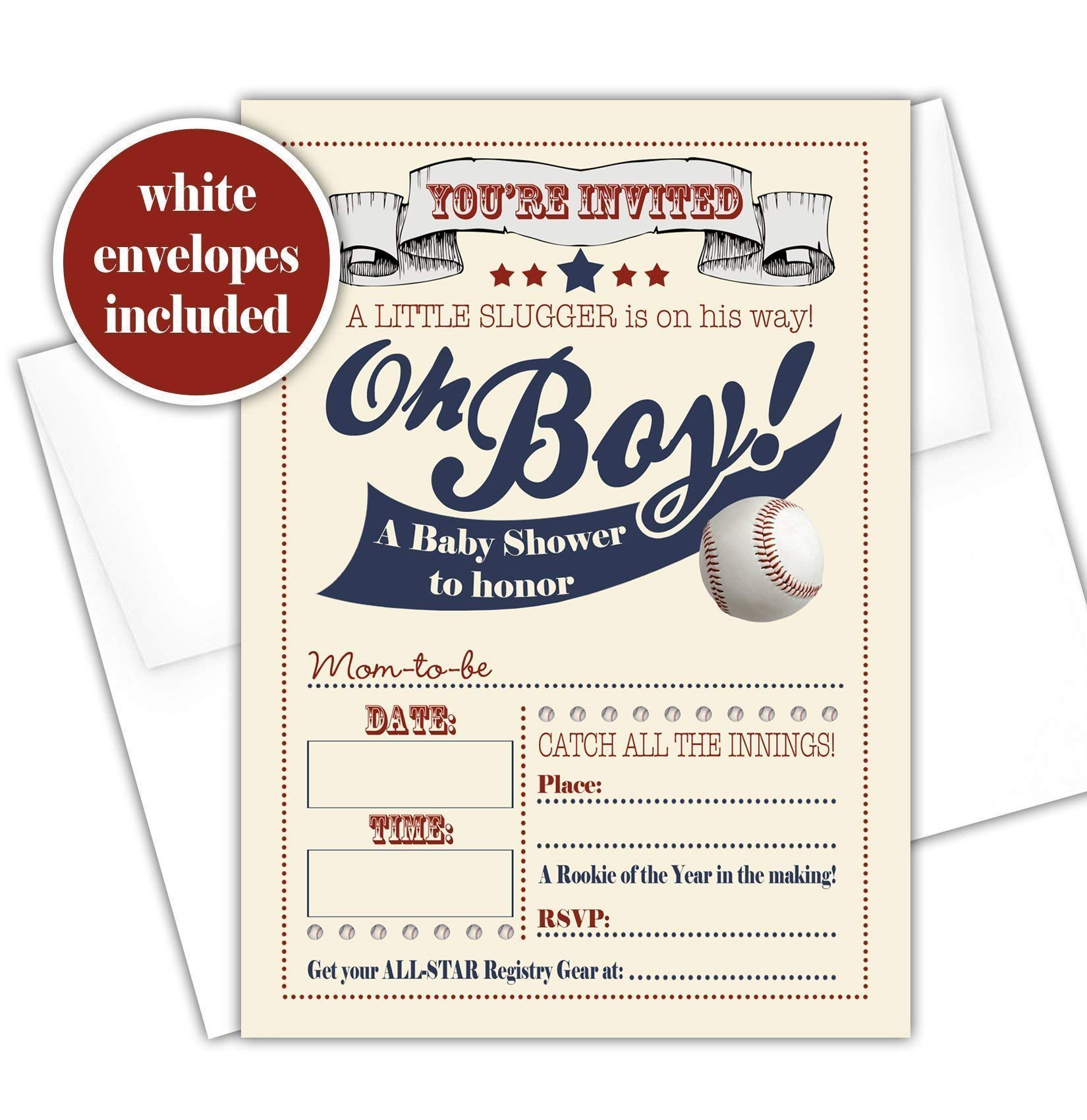 Craft Bingo Game Baseball Themed Baby Shower Invitations - Our Little  Slugger Sprinkle Cards, 20 Count Our Little Slugger Invites, image size:1650x1700