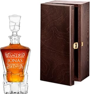 Maverton Whisky Karaffe mit Gravur - 950 ml - Whiskey Dekanter mit luxuriösem Design - personalisiert - edles Kristallglas - für Männer - zum Geburtstag - Vorname