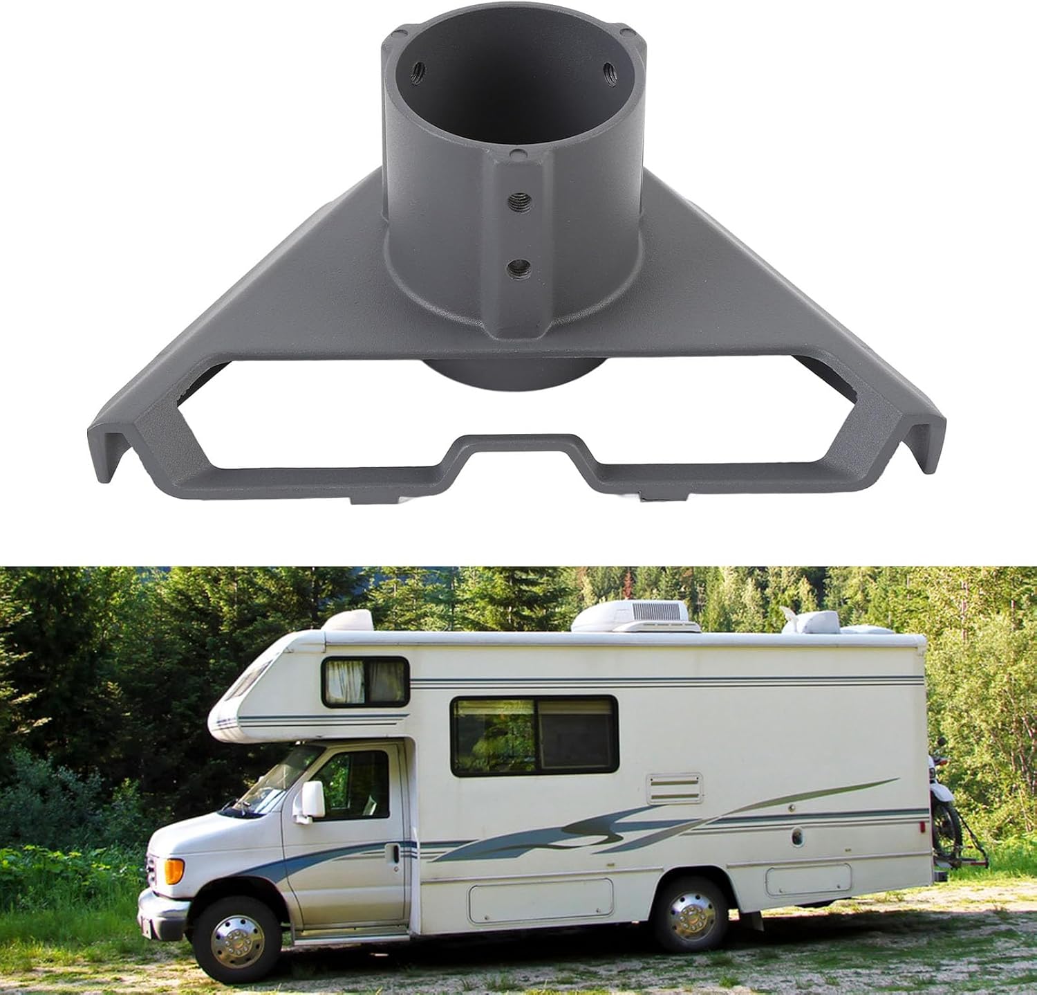 Qqmora Pipe Adapter Mounting Kit Aluminum Alloy 360 Degree Rotatable RV Roof Pole Mount Set for Trailers Camping Vehicles Yachts,Camping Vehicle Roof Mount,Yacht Antenna Pole Kit