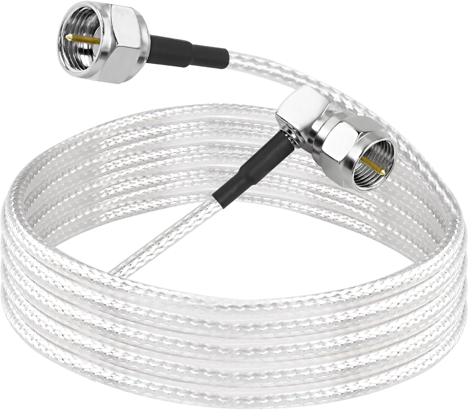 F Type Coaxial Right Angle Connector Cable,90° Angled to Straight F Type Male RG316 Digital RF Coax Cable Cord for HDTV, CATV, Modem, Satellite Receivers (6.6FT)