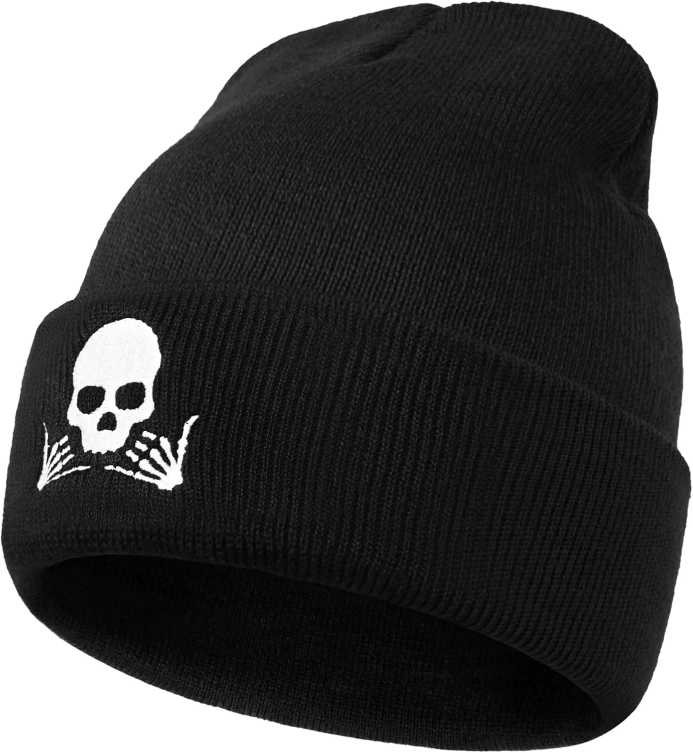 Gothic Skull Beanie Hats for Men Women, Skeleton Cuffed Winter Hat for Goth Gifts, Indoor and Outdoor Outfit Matching