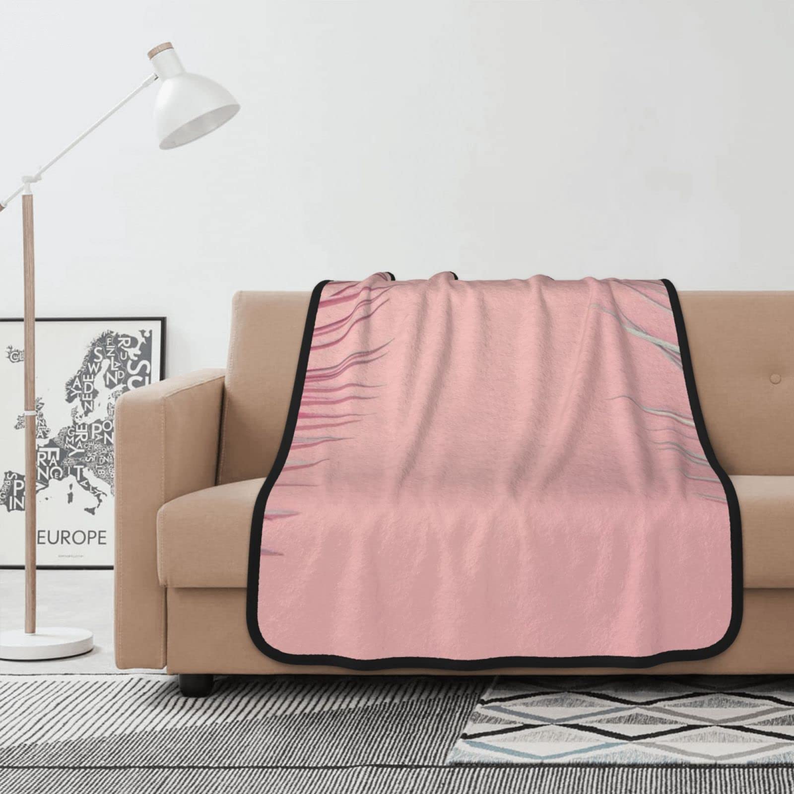 Couverture flanelle rose double face douce chaude lit canapé 101x127 cm