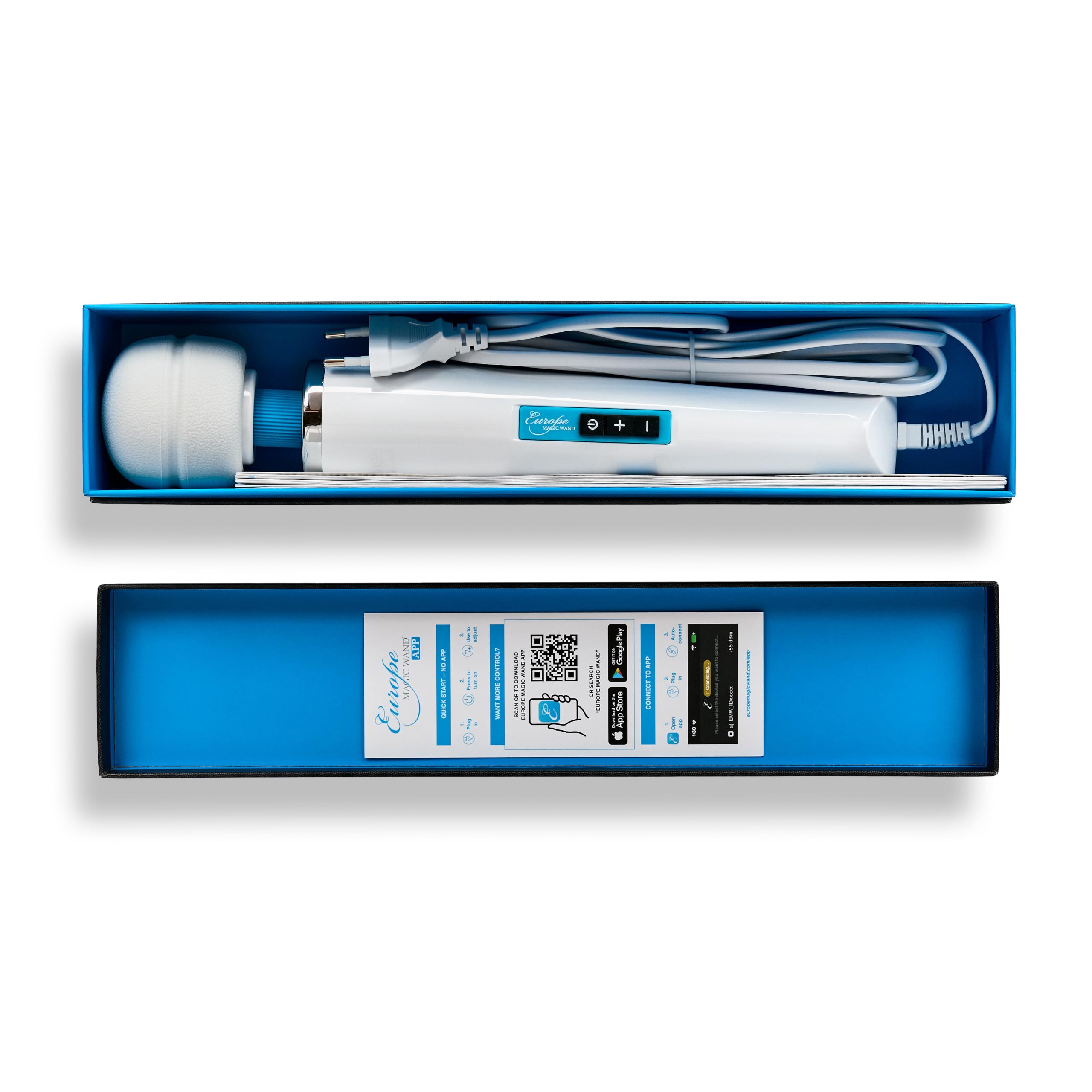 Europe Magic Wand APP vibratore wand con controllo app, cavo 2,5 m | Vibratore wand a rete collaudato dal 2012: 15 W, testa in metallo, controllo via app e cavo da 2,5 m