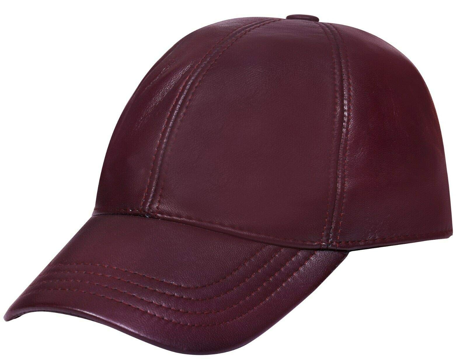 Infinity Leather Men's Burgundy And Wo's Real Nappa Leather Adjustable Golf Snapback Plain Baseball Cap