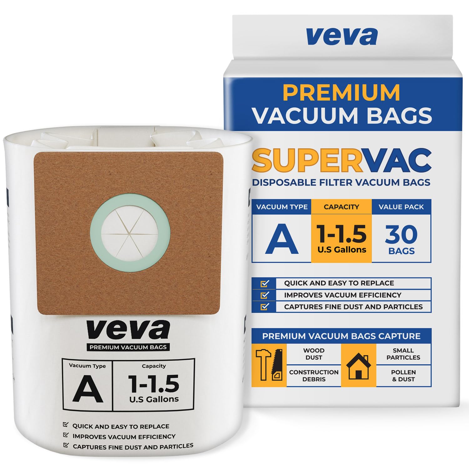 VEVA 1-1.5 Gallon Filter Bags - 30 Pack