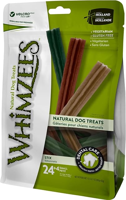 WHIMZEES Stix, Natural and Grain Free Dog Dental Sticks, Dog Chews for Small Breeds, 28 Pieces, Size S