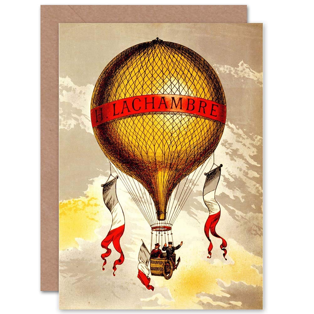 Wee Blue Coo ADVERTISING TRANSPORT BALLOON HOT AIR LACHAMBRE FRANCE GREETINGS CARD