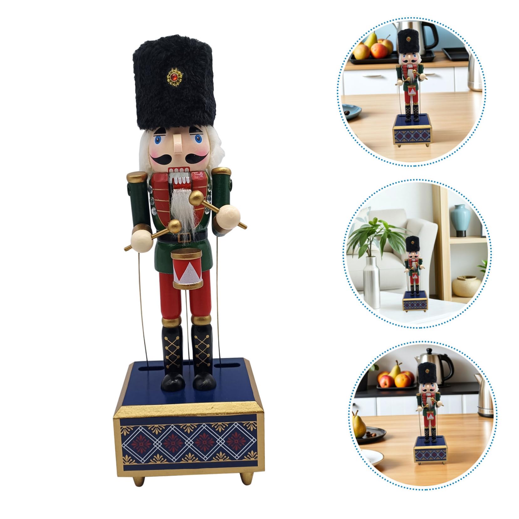 TOPBATHY Carillon Musicale in Legno con Figurina di Soldato, Design Classico Handmade, 30,5 Cm, Facile da Usare senza Spigoli, Decorazione Natalizia per Natale