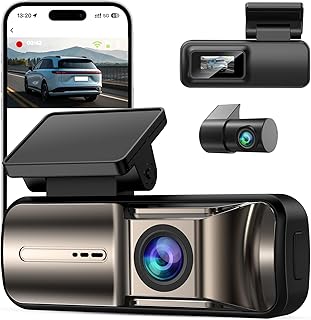 4K +1080P Dashcam Auto Vorne Hinten mit 64GB Karte, APP Steuerung mit 5GHz Wi-Fi, G-Sensor, 170° Weitwinkel, Nachtsicht, WDR, 24/7 Parküberwachung, Loop-Aufnahme (X3)