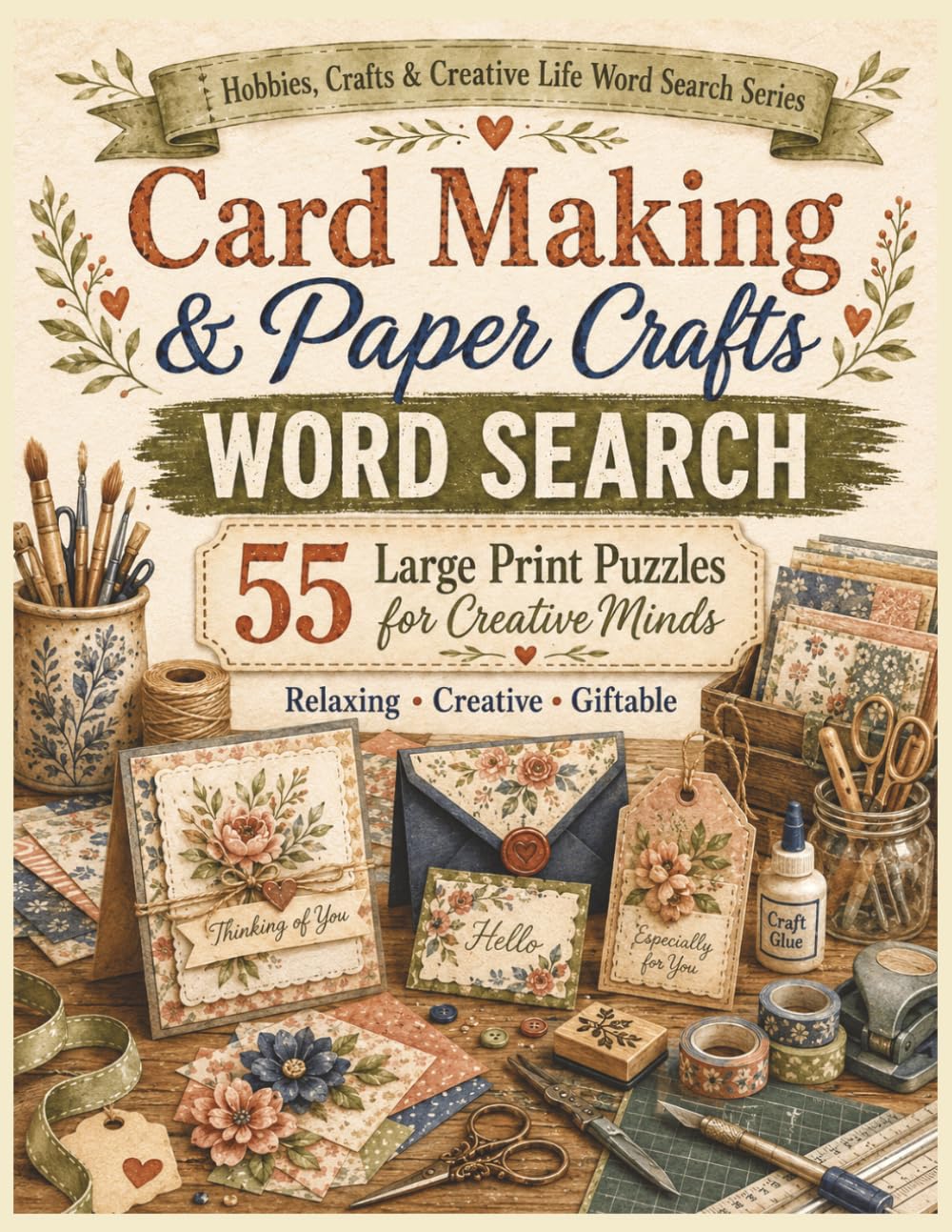 Card Making and Paper Crafts Word Search: 55 Large Print Puzzles for Creative Minds (Hobbies, Crafts and Creative Life Word Search Series)