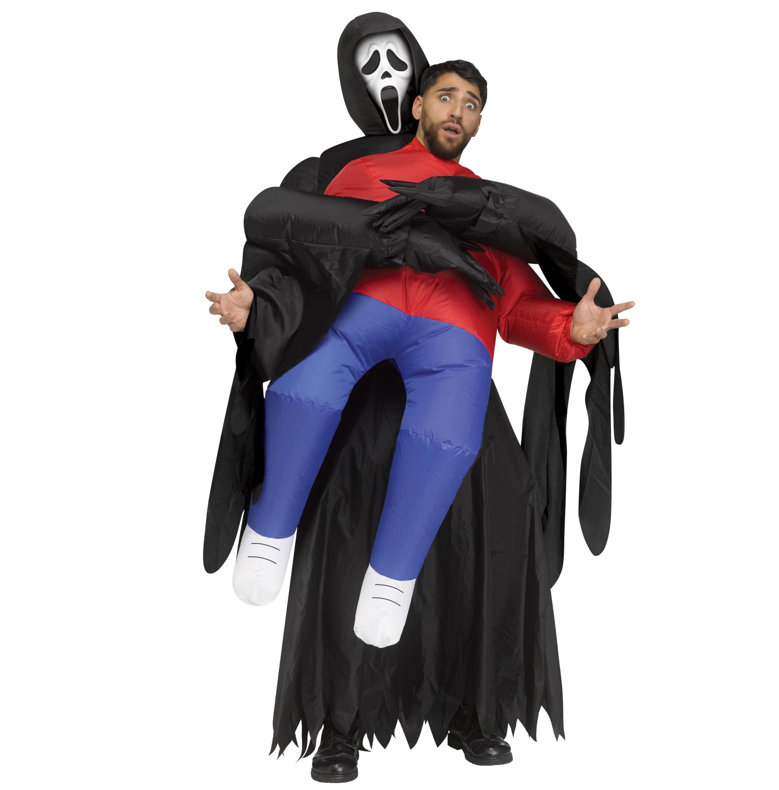 Fun World Men's Ghost Face Piggy Back Inflatable Costume, One Size Regular