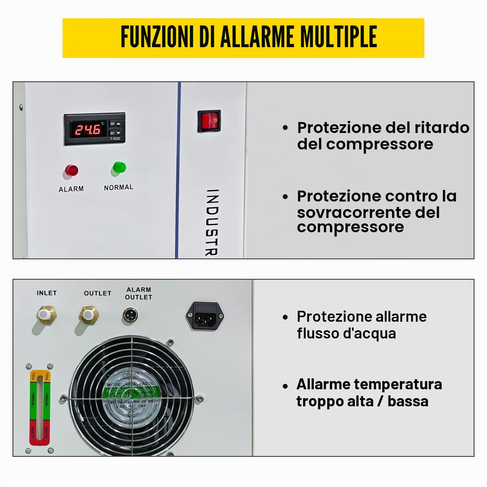 Raffreddatore d'acqua industriale Cw-5000,Raffreddatore per tubi laser Co2 Raffreddatore industriale Termostato preciso per macchine per incisione CNC/incisore laser 80w / 100w (CW-5000DG)