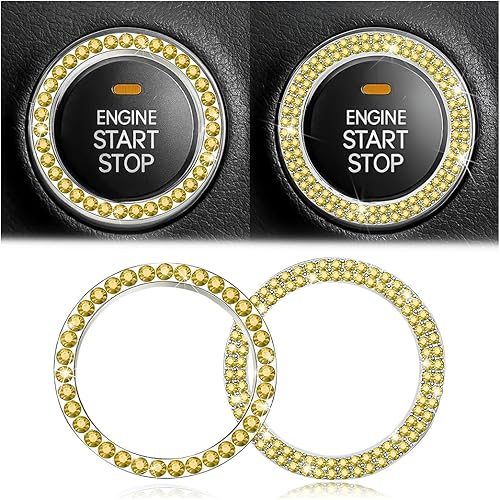 Vista 33 de Calcomanías de anillo de arranque de motor con cristales de imitación brillantes, paquete de 2 cubiertas/adhesivos para botón de arranque