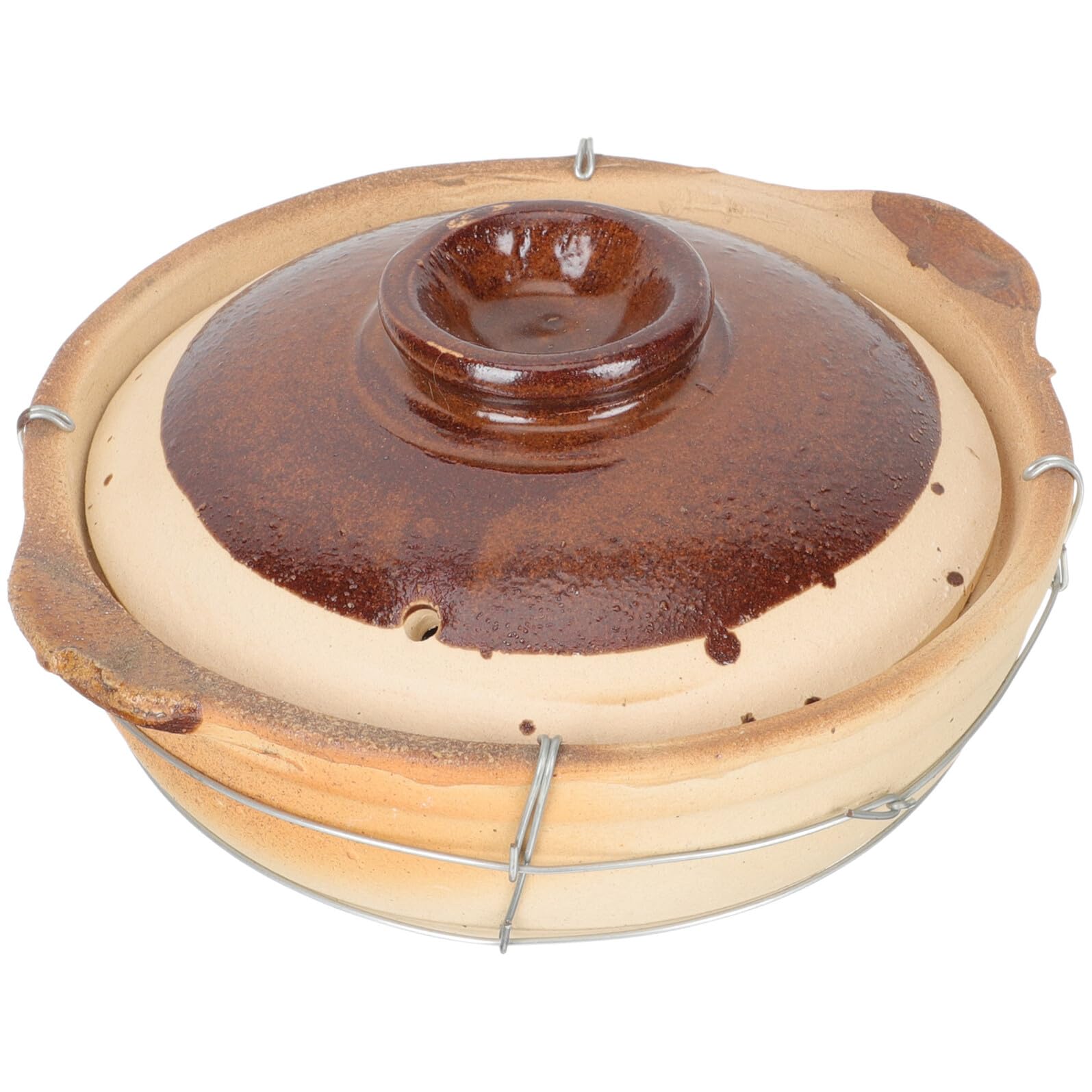 BESPORTBLE Cacerola de Barro para Guisar 05L con Mango Único Olla de Cerámica Resistente a Altas Temperaturas Adecuado para Cocinar Casa y Estufa Cazuela para Arroz y Sopas
