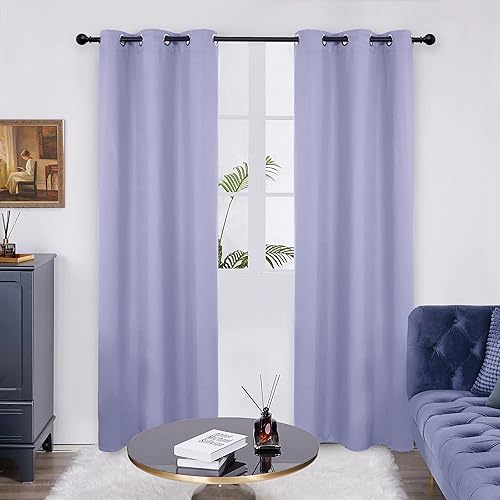 Miniatura 82 de Deconovo Darken - Cortina opaca con aislamiento térmico y ojales para sala de estar, 42 x 63 pulgadas, color blanco puro Negro,Beige claro,Azul