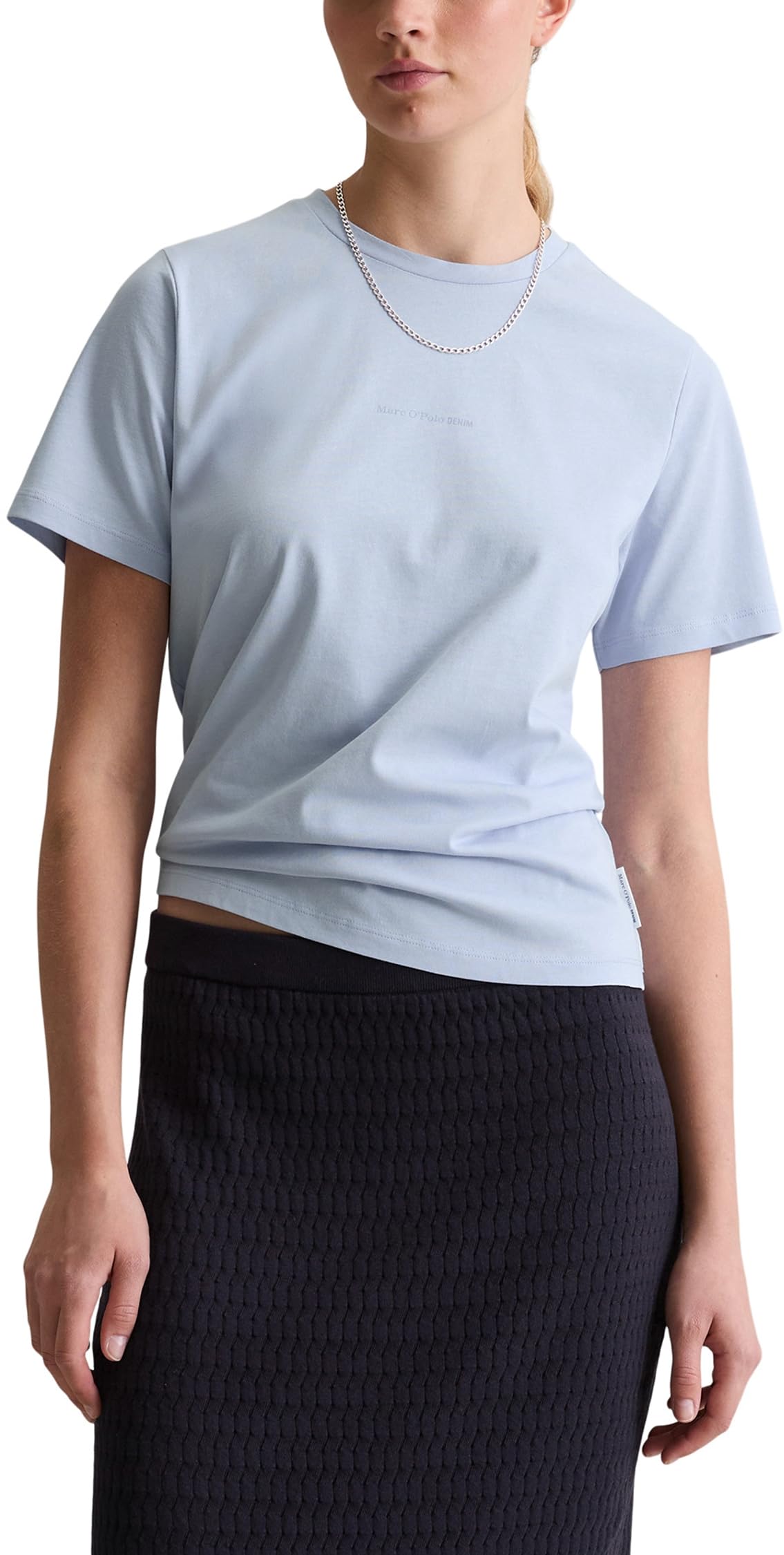 Marc O'Polo Denim Damen T-Shirt aus Bio-Baumwolle Regular Fit, Blau (Pearl Blue), L